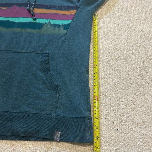 LL Bean Women's Bean's Cozy Camp Hoodie Spruce Heather Crossbars Size XS Teal - Picture 11 of 13
